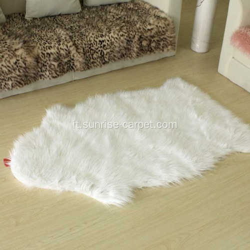Pavimento di tappeto Faux Furs casa deco bianco